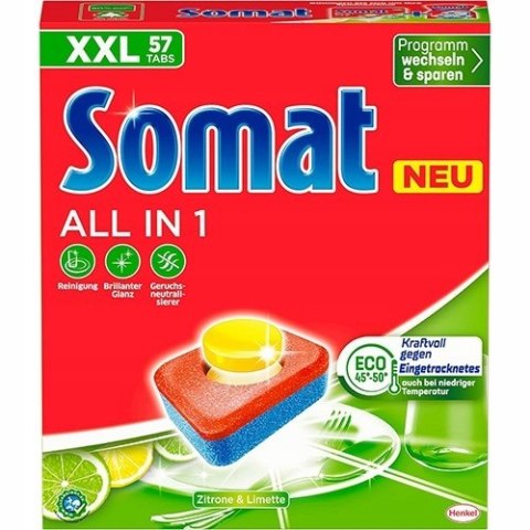 Somat All in 1 Zitrone & Limette tabletki do zmywania lemon 57szt 1kg