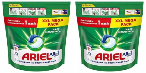 Ariel kapsułki do prania uniwersal XXL Mega PAKA Originał Allin1 102szt Ariel kapsułki do prania uniwersal XXL Mega PAKA Originał Allin1 102szt