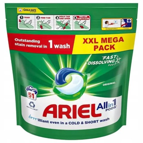 Ariel kapsułki do prania uniwersal XXL Mega PAKA Originał Allin1 51szt Ariel kapsułki do prania uniwersal XXL Mega PAKA Originał Allin1 51szt