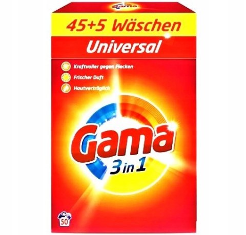 GAMA PROSZEK DO PRANIA 3in1 Waschen 50-100 PRAŃ UNIWERSALNY GAMA PROSZEK DO PRANIA 3in1 Waschen 50-100 PRAŃ UNIWERSALNY